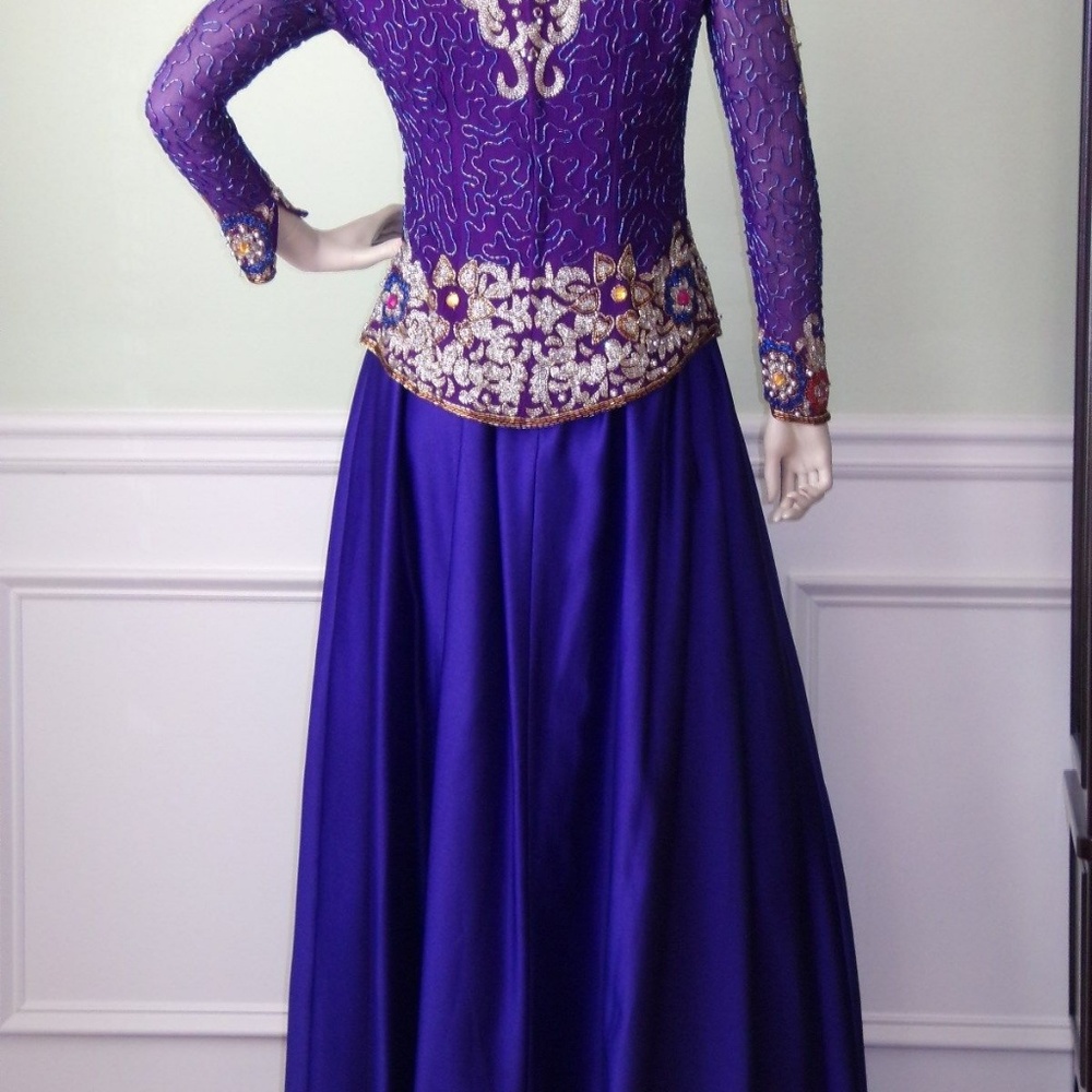 Skirt And Top Maxi Silk Dress cocktail beaded - Picture 3 of 7